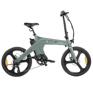 DYU T1 Electric Bike 20 Inch Tire Torque Sensor 36V 250W Motor 25Km/h Max Speed 10Ah Removable Battery Front and Rear Mechanical Disc Brakes Shimano 7-Speed Gear - Green