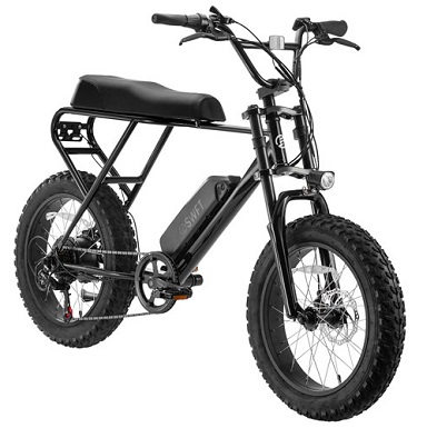 SWFT Zip Fat Tire Electric City Bike with up to 59.5km Battery Life 500W Motor 31.8km/h Max Speed - Black