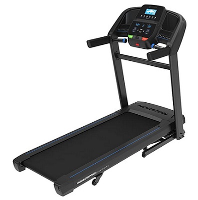 Horizon Fitness T202 Foldable Treadmill Running Machine with Incline, Fitness & Cardio, Lightweight Folding Treadmill with Bluetooth Speakers, EasyDial Controls, Tablet Holder, 325lb Capacity