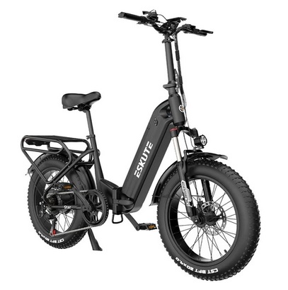 ESKUTE Star Folding Electric Bike 20*4.0\'\' Tire 500W Motor 22mph Max Speed 48V 20Ah Battery 80 Miles Range - Black