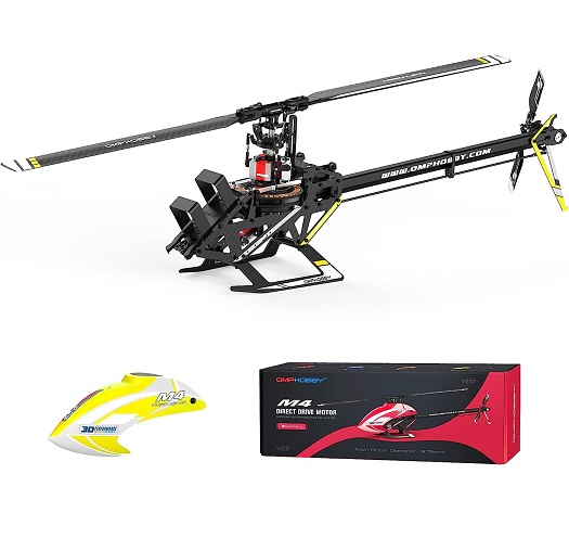 OMPHOBBY M4 RC Helicopter PNP Kits for Adults, Dual Brushless Motors Direct-Drive 6CH Electric Helicopters Outdoor Assembly, 3D Remote Control Plane Combo Kits Included ESC, Motor, Servo-Yellow