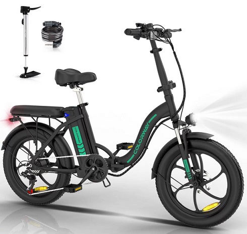 COLORWAY BK6M 20x3.0 Fat Tire Electric Bike, 11.2Ah/36V/500W E-Bike, 7-SHIMANO 19.9MPH Bicycle for Teenager and Adults