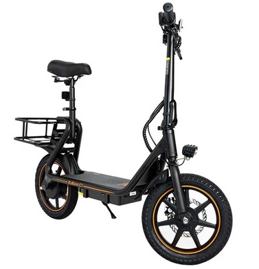 KuKirin C1 Electric Scooter with Basket 14*2.125 inch Off-road Pneumatic Tires 350W Motor 25km/h Max Speed 48V 15Ah Battery - Black