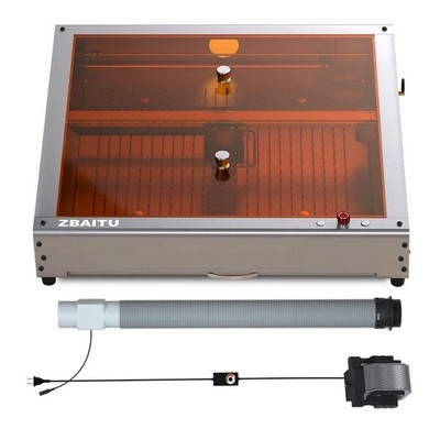 ZBAITU Z40 4 in 1 Laser Engraver Cutter 20W, Enclosed Chamber, 30000mm/min Engraving Speed, with Air Assist Air Pump, Drawer Laser Bed, Rotating Table, Smoke Extractor, App Connection, 400*400mm