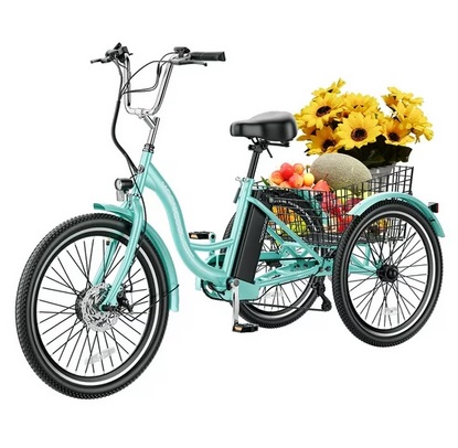 Lilypelle Adult Electric Tricycles 3 Wheel Electric Bike, 15.5 mph Electric Trikes for Seniors，7-Speed & 4 Adjustable Riding Modes Electric Tricycle with Removable Lithium Battery