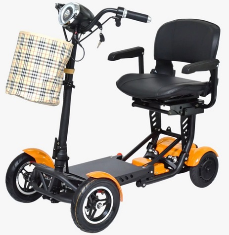 4 Wheels Motorized Electric Scooter with Extended Big Seat, Powerful Double Motors - Gold