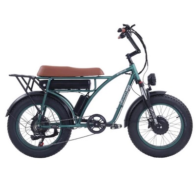 GOGOBEST GF750 Plus Electric Retro Bike 20*4.0 inch Fat Tires 1000W*2 Motor 50km/h Max Speed 48V 17.5Ah Battery Front and Rear Hydraulic Brakes Shimano 7-Speed Gears - Green
