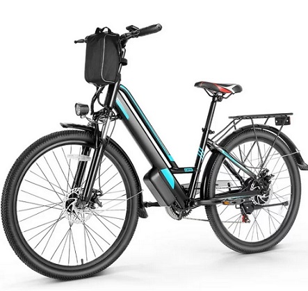 Gocio 500W 26\'\' Electric Bike 48V City Electric Bicycle for Adult, 19MPH Cruiser Ebike, up to 50 Miles Electric Commuter Bike with Carrier Rack, Shimano 7 Speeds Electric Commuter Bike