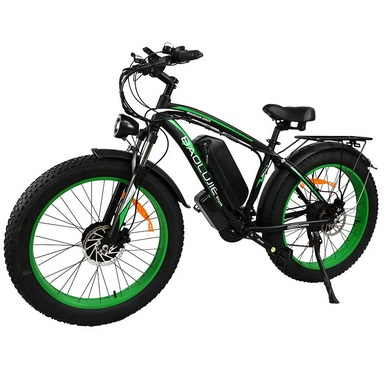 BAOLUJIE DP-2602-1 48V 20AH 1000W*2 Double Motors 26*4.0inch Electric Bicycle 40-60KM Max Mileage 120KG Payload Electric Bike - Green
