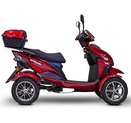 EWheels EW14 Sporty Mobility Recreational Travel Scooter 4 Wheels 15mph Max Speed 40 Miles Range - Red