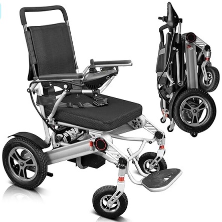 Vive Electric Foldable Scooter Wheelchair - Accessories, Folding Power, Motorized, All Terrain Transport Travel Mobility Aid, Lightweight, Compact Heavy Duty
