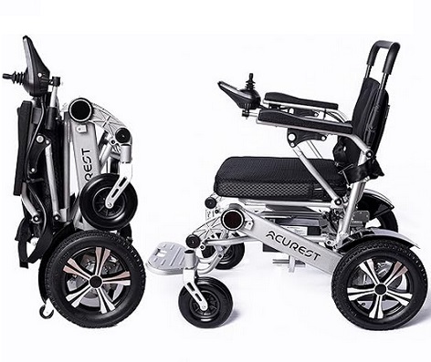 Acurest Aluminum Alloy Electric Wheelchair, FDA Approved, Travel Size, Folding Portable Elderly Disabled Intelligent Motorized Wheelchair, 12AH Lithium Battery, 13 Miles Range
