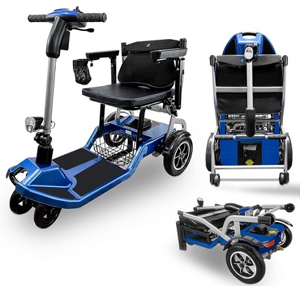 ZiiLIF R3b Ultra Lightweight (37.5 lb) Folding Powered Mobility Scooter for Senior/Adult- Easy for Travel  Airlines Approved - Blue