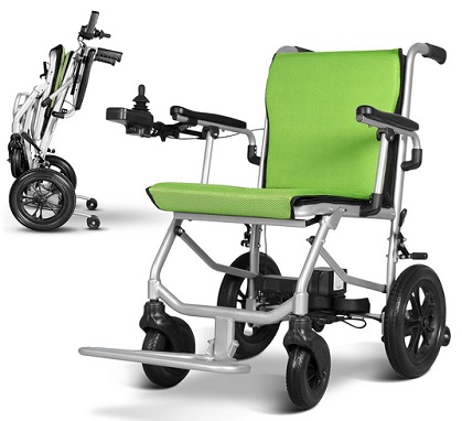 Ephesus L3 World\'s Lightest (30 lbs) Electric Wheelchair for Adults and Elderly (Green)