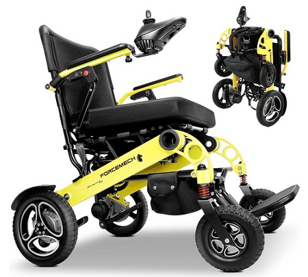 Forcemech Navigator EVO Electric Wheelchair - Rigid Frame Automatic Breaks, Wheelchairs for Adults, 4-Point Suspension Foldable Electric Wheelchair, 10Ah Lithium Battery, All-Terrain, 380-lb Capacity