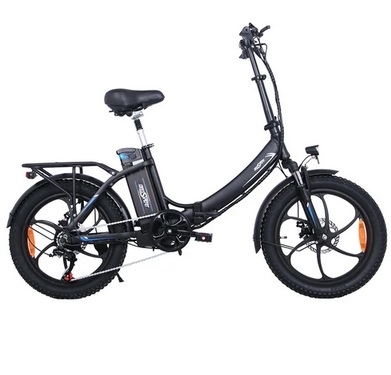 ONESPORT OT16 Electric Bike 20*3.0 inch Tires, 350W Motor 48V 15Ah Battery 25km/h Max Speed Disc Brakes - Black
