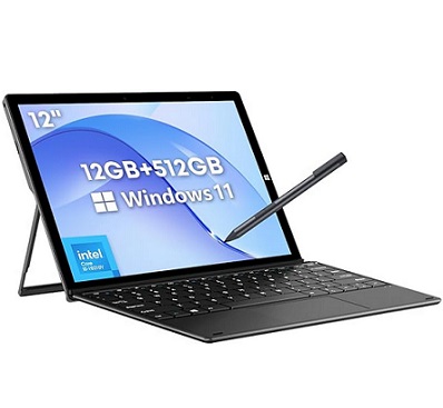 CHUWI UBook X 12\'\' Windows 11 Tablet, 12GB RAM 512GB ROM,1TB Expand,Intel Core i5-10210Y Up to 4GHz, 2-in-1 Touchscreen Tablet Bundled with Keyboard & Pen, 2160X1440 IPS,HDMI,Type C/WiFi 5/Webcam/38WH