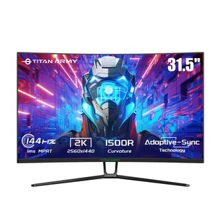 TITAN ARMY N32SQ PLUS Curved Gaming Monitor, 31.5-Inch 1500R 16:9 VA Panel, 144Hz Refresh Rate, 2560x1440 HD, 99% sRGB 1ms MPRT Response Time, Low-blue, Support FPS/RTS Gaming Mode, 2*HDMI 2.0 2*DP 1.4 1*Audio, Tilt Adjustment with Wall Mount