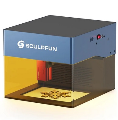 SCULPFUN iCube Pro Max 10W Laser Engraver, 0.08mm Laser Spot, 10000mm/min Engraving Speed, 32-bit Motherboard, Replaceable Lens, Smoke Filter, Temperature Alarm, App Connection, 120x120mm