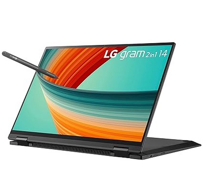 LG gram 14 Inch 2in1 Lightweight Laptop, Intel 13th Gen Core i5 Evo Platform, Windows 11 Home, 16GB RAM, 512GB SSD, Black