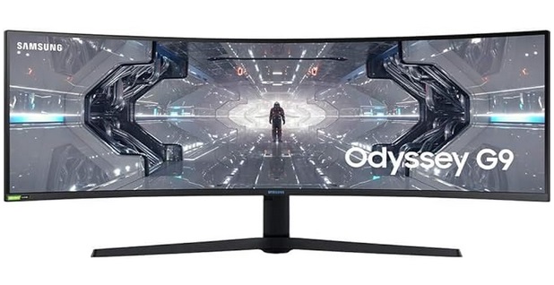 SAMSUNG 49 inch Odyssey G9 Gaming Monitor, 1000R Curved Screen, QLED, Dual QHD Display, 240Hz, NVIDIA G-SYNC and FreeSync Premium Pro, LC49G95TSSNXZA, Black