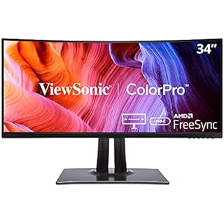 ViewSonic VP3481a 34-Inch WQHD+ Curved Ultrawide USB C Monitor with FreeSync, 100Hz, ColorPro 100% sRGB Rec 709, 14-bit 3D LUT, Eye Care, 90W USB C, HDMI, DisplayPort for Home and Office,Black