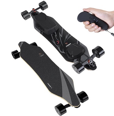 WOWGO Pioneer-4 Electric Skateboard Longboard with 22mile Range Dual 680W*2 Motors IPX5 Waterproof E Board, 90mm Wheel Skateboards for Adult Beginners with Top Speed 28mph for Commute Max Load 330LB