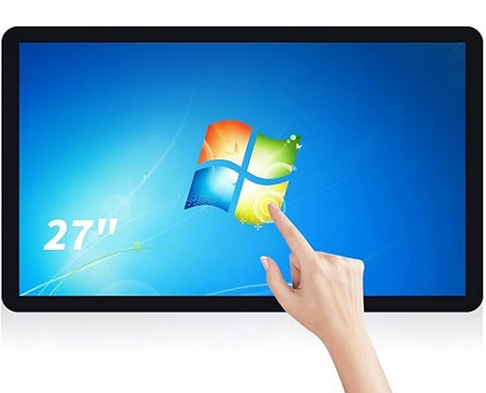TouchWo 27 inch Touch Screen All-in-One PC Monitor, Intel i7, 8GB RAM, 256G SSD, 16:9 FHD 1080P, Windows 10, Smart Board for Classroom, Meeting & Game, USB, VGA & HD-MI Monitor TWTD270WC