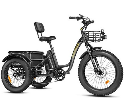 MAXFOOT MF30 Electric Tricycle for Adults, 750W Rear Mount Motor 3 Wheel Electric Bicycle with Suspension Fork, 85 Miles, 48V 20Ah UL Certified Battery, Fat Tire Electric Trike with Basket