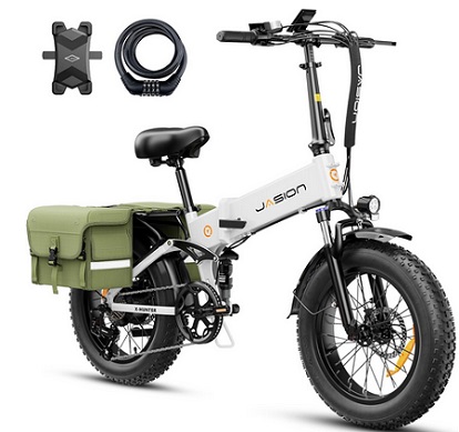 Jasion X-Hunter Electric Bike for Adults,1400W Peak Motor 30MPH Max Speed,48V 13AH Removable Battery Full Suspension System Design 20\