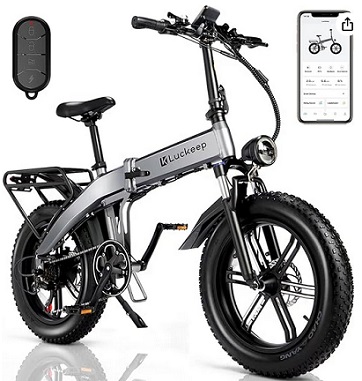 Luckeep Folding Electric Bike for Adults, 750W BAFANG Motor,30MPH 60Miles Range, 48V 15Ah Battery, 20\'\' Fat Tire Foldable Ebike with APP Control, Anti-Theft Alarm, Hydraulic Disc Brake Ebike