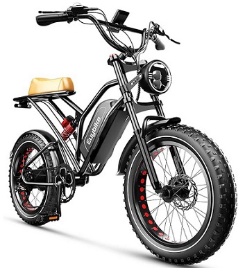 EUY S4 Electric Bike for Adults, Peak 1500W Motor 48V 25Ah Removable Battery Ebike,20\'\' Fat Tire Electric Bike 30MPH Snow Beach Mountain Moped Electric Bicycle,Upgrade Hydraulic Brake,Dual Suspension