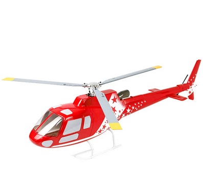 FLY WING Squirrel-AS350 6CH 3D Flying Three Rotor Blade GPS Hover Inverted Hover One Key Return Scale RC Helicopter PNP With H1 Flight Controller - Red