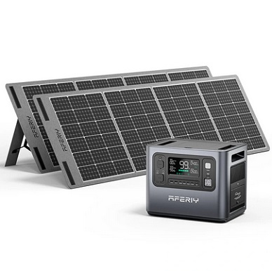 Aferiy P210 2400W 2048Wh Portable Power Station LiFePO4 Solar Generator + 2* S200 200W Solar Panel UPS Pure Sine Wave Camping RV Home Emergency Portable Generator
