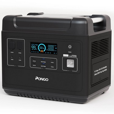 PONGO PSN2200 2000Wh Portable Power Station LiFePO4 Battery Pack Solar Generator with 6 110V/2200W Pure Sine Wave AC Outputs Portable Generator with 25A RV Output for Outdoor Camping - Black