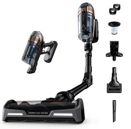 Rowenta X-Force Flex 15.60 Cordless Stick Vacuum 30.4 Ounce XL Dust Container, Flex technology, Automatic Floor Detection, 80 Min Run Time, 3 Hour Charging Time, For Pet, 230 Air Watts Black & Copper