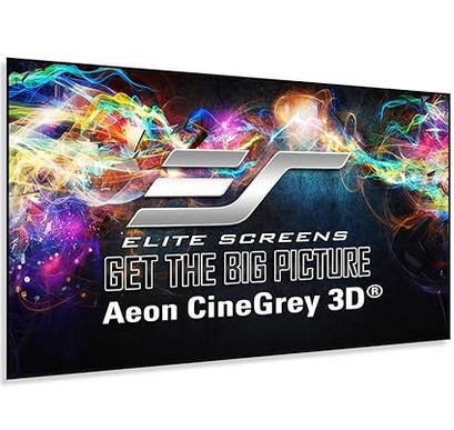 Elite Screens 150 inch CLR and ALR Projector Screen 16:9 4K, Standard Throw Projection, Edge Free Fixed Frame Grey Projector Screen for Indoor Movie Screen Home Theater - Aeon CineGrey 3D AR150DHD3