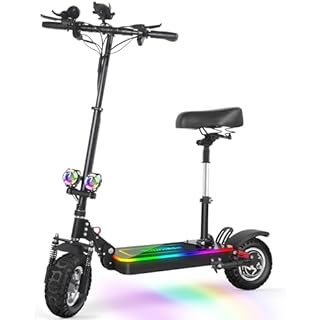 TopMate ES24 Electric Scooter with Seat Foldable for Adult 700W Motor 28Mph, 4 Shock Absorption Power Scooter with Fast Charge and Dual Disc Brake, Phone Holder & 11\