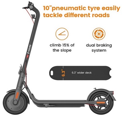 NAVEE V25 Electric Scooter 600W Power, Max MPH & 15.5Miles, 10\'\'Pneumatic,IP55 Waterproof, Foldable E-Scooter for Adults College Student Scooter Enthusiasts