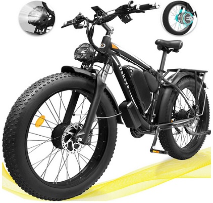 Dakeya Da06 Electric Bike AWD 2000W Dual Motor,21-Speed 35MPH Mountain Snow Ebike with Removable 48V 22.4AH Battery,26\