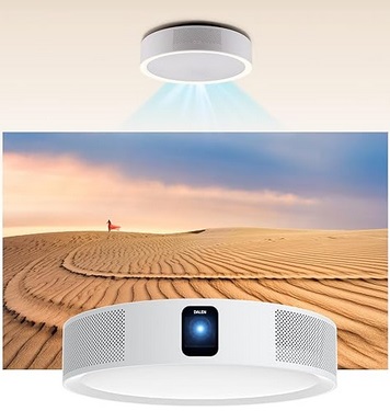 Dalen Projector With WiFi 5 and Bluetooth, 3 IN 1 Ceiling Light/Speaker/Projector, FHD 1080P Home Theater Projector,Ultra Short Throw Projector with Bulit-in Video Streaming Platforms