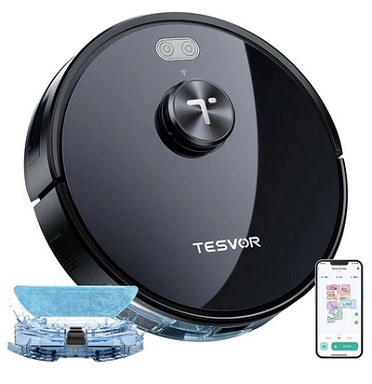 Tesvor S5 Max Robot Vacuum Cleaner, 3 in 1 Vacuum Mopping Sweeping, 6000Pa Suction, LiDAR Navigation, 600ml Dust Box, 5200mAh Battery, Max 260 Mins Runtime, App/Voice Control