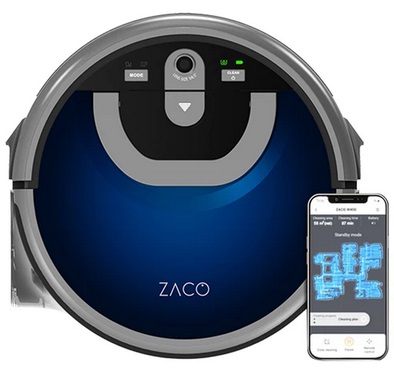 ZACO W450 Mopping Cleaning Robot, 850ml Precious Fresh Water, 3 Pound Mode, 360° PanoView Camera, Navigation, App Control, Voice Broadcast