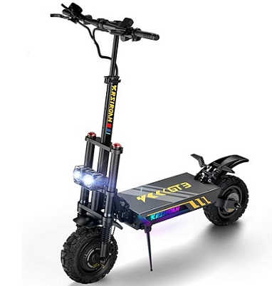Krsiroah GT3 Electric Scooter 6000W Motor, 11 Inch Tubeless Off Road Tires, 50MPH 62 Miles Long Range & Detachable Seat, Dual Suspensions & Oil Disc Braking Adults E-Scooter