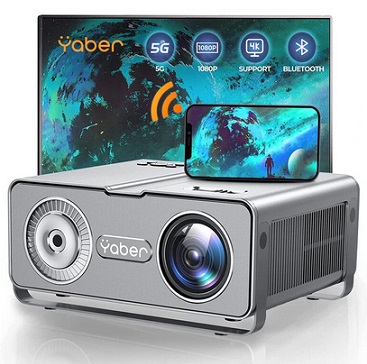 YABER Pro U10 1080P 4K Supported 12000 Lumens LCD Projector 5G/2.4G Dual Band WiFi 4-Point Keystone Correction 50% Zoom bluetooth 5.1 Built-in 10W HiFi Stereo Dual Speakers Home Theater Outdoor Movie