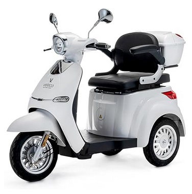 Veleco Mobility Scooters Cristal White 3 Wheeled Mobility Scooter Fully Assembled and Ready to Use with Mobility Scooter Cover Advanced Suspension System - Big Wheels Mobility Scooterse for Adults