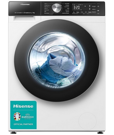 Hisense WF5S1245BW Freestanding 12 KG Front Load Inverter Washing Machine with Auto Dose WiFi Enabled Steam Wash 19 Programs 1400 RPM White Energy Rating A [Energy Class A]