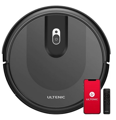 Ultenic D5 Robot Vacuum Cleaner, 3000Pa Powerful Suction, 120min Max. Runtime, 3 Cleaning Modes, Carpet Auto-boost, Automatic Recharge, Schedule Cleaning, Remote Control, Alexa/Google Assistant, Black