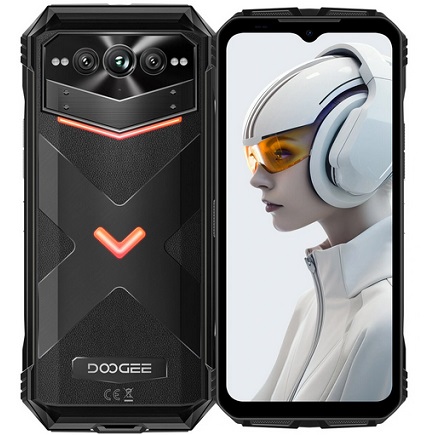 DOOGEE V Max Plus 5G 36GB 512GB 200MP Triple Camera Night Vision 22000mAh 6.58 inch 120Hz Dimensity 7050 Android 14 NFC 33W Fast Charge IP68 IP69K Waterproof Rugged Smartphone - Black