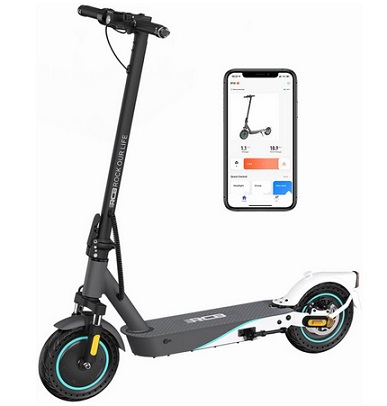 RCB R19 Electric Scooter, 10\'\' Solid Tires, Max 25 km/h, 500W Motor, 11.4AH Battery, APP Control, Max Load 120 kg, 3 Speed Settings Foldable, Double Brake, Double Shock Absorbers - Black